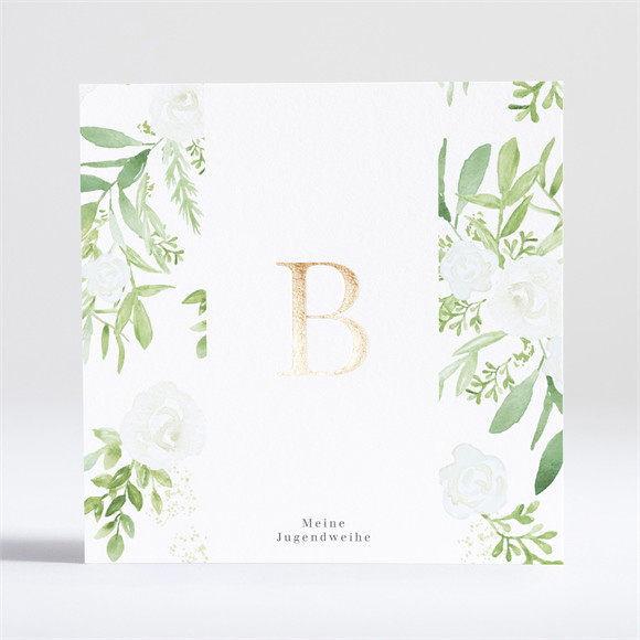 Einladungskarte Jugendweihe Blätterglück - Gold ref.N351488