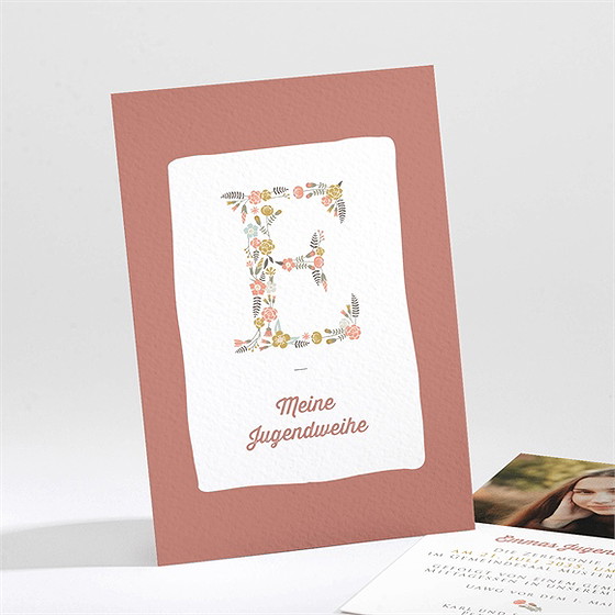 Einladungskarte Jugendweihe florales initial