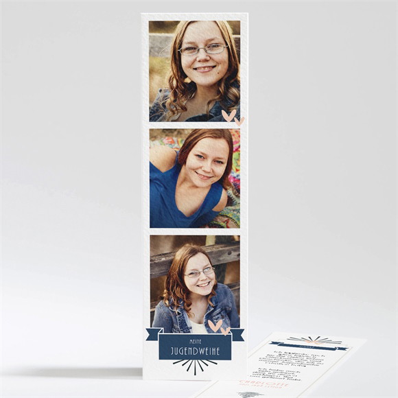 Danksagungskarte Jugendweihe Blaue Banderole ref.N201368
