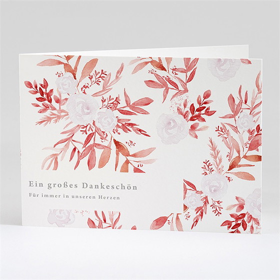 Trauerdanksagung Rotes Blumenbeet - Klappkarte