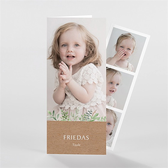 Einladung Taufe Kraftpapier Und Pflanzenmotiv2