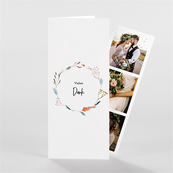 Dankeskarte Hochzeit landkunst - fotostreifen