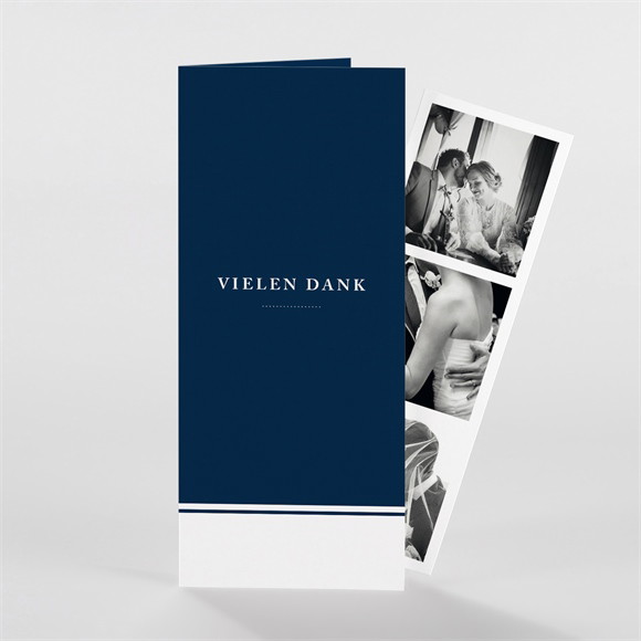 Dankeskarte Hochzeit Schick in Blau - Fotostreifen ref.N981170