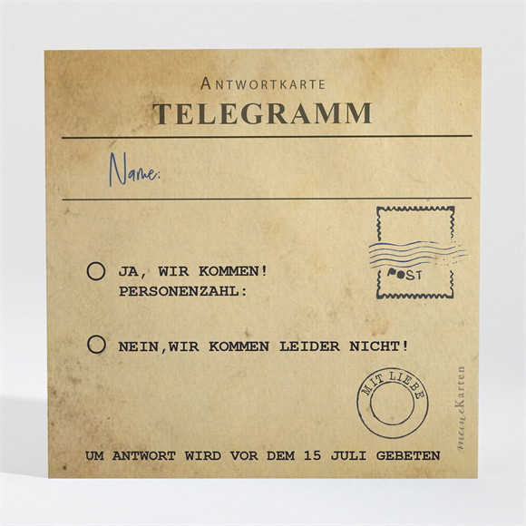 Antwortkarte Hochzeit Hochzeitstelegramm ref.N3001881