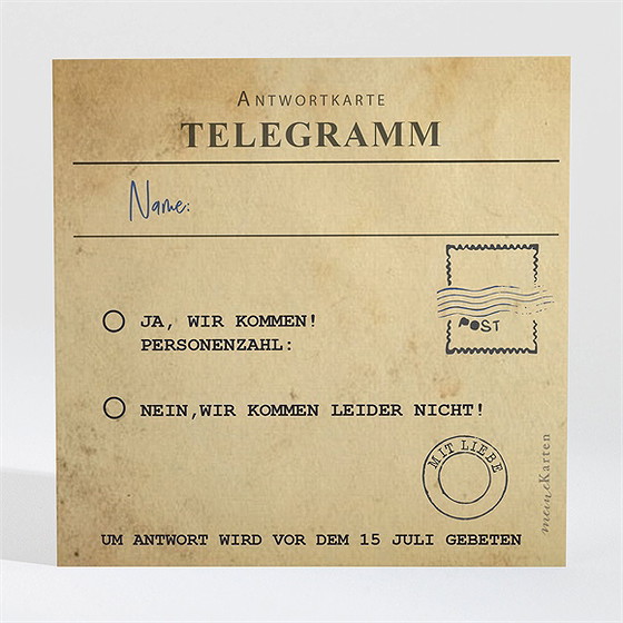 Antwortkarte Hochzeit Hochzeitstelegramm