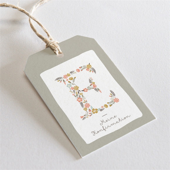 Geschenkanhänger Konfirmation Blumige Initiale ref.N291695