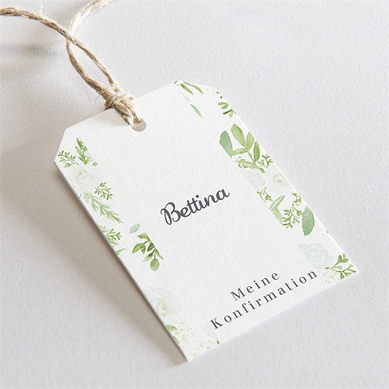 Geschenkanhänger Konfirmation Weiße Rosen