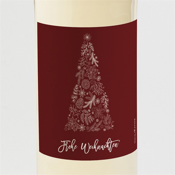 Flaschenetikett Weihnachten Roter Tannenbaum ref.N3001975