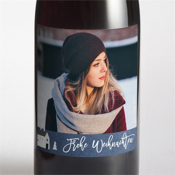 Flaschenetikett Weihnachten Häuschen im Winter ref.N3001986