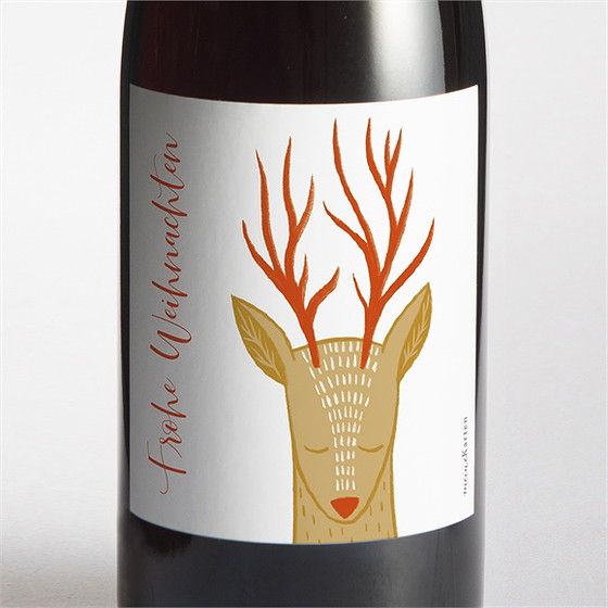 Flaschenetikett Weihnachten bambi