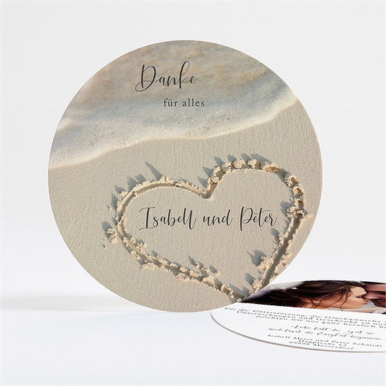 Dankeskarte Hochzeit Strandliebe - Rund