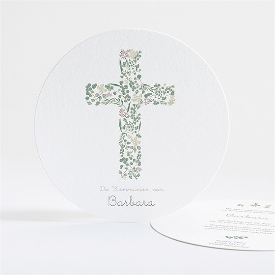 Einladung Kommunion Frühling - Rund