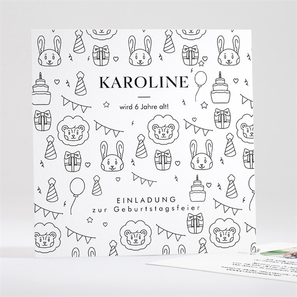 Geburtstagseinladung Zum Ausmalen - Quadrat ref.N351231