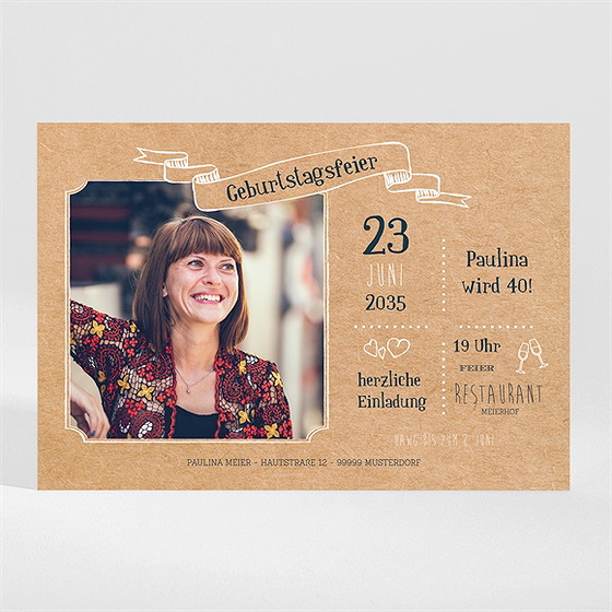 Geburtstagseinladung Geburtstagsfeier Kraftpapier