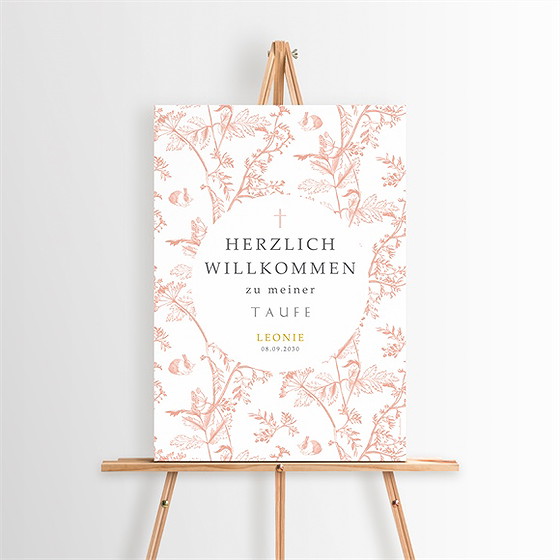 Willkommensschild Taufe Vintage Natur