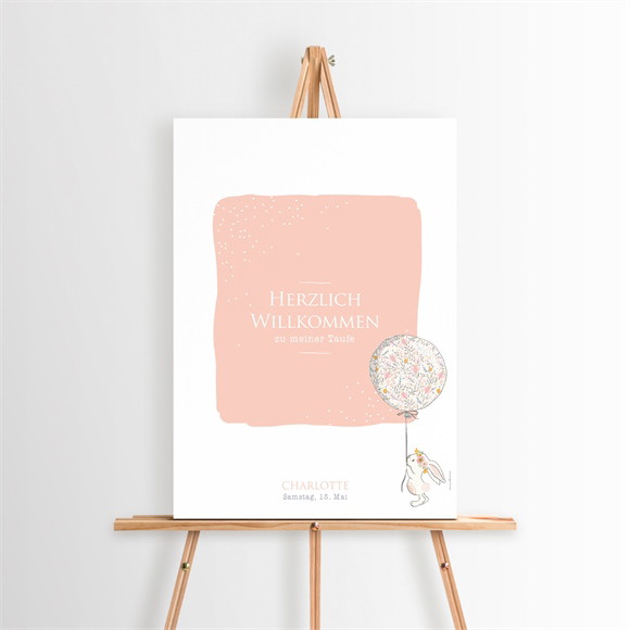 Willkommensschild Taufe Kleines Kaninchen ref.N260194