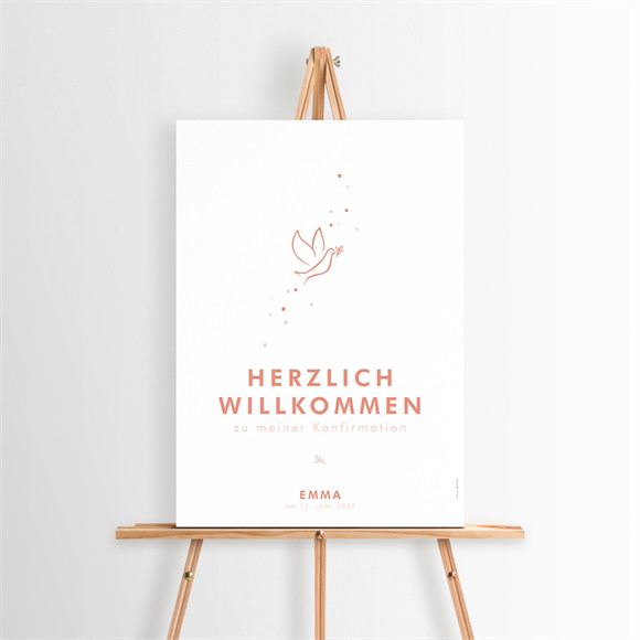 Willkommensschild Konfirmation Fliegende Taube ref.N260328