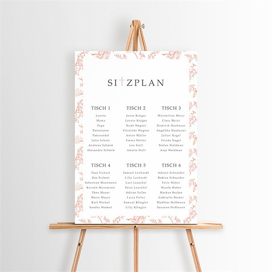 Sitzplan Taufe Vintage Natur