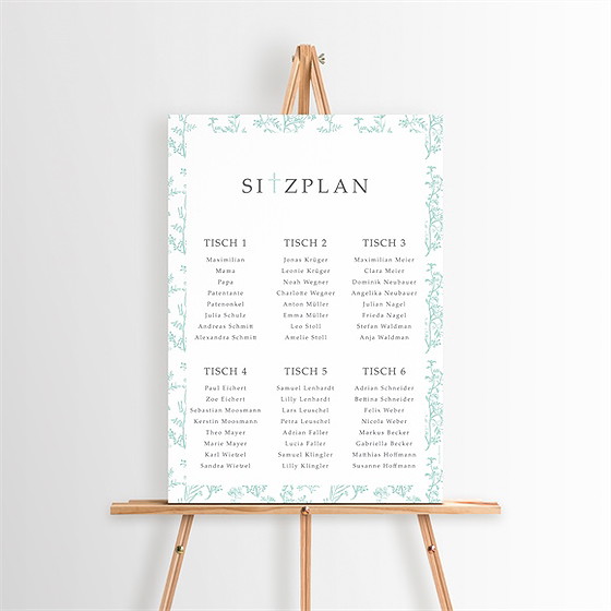 Sitzplan Taufe Vintage Vogel