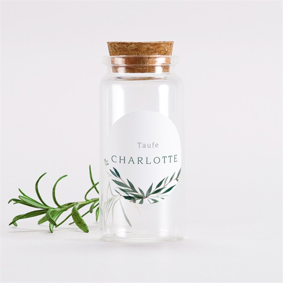 Glasfläschchen mit Korken Taufe Pflanzenschmuck - Sticker ref.N3601388