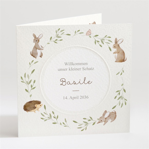 Geburtskarte Feldhasen - Prägung ref.N451520
