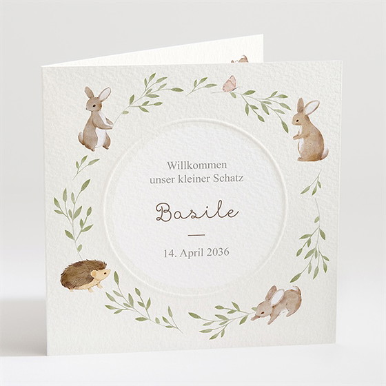 Geburtskarte Feldhasen - Prägung