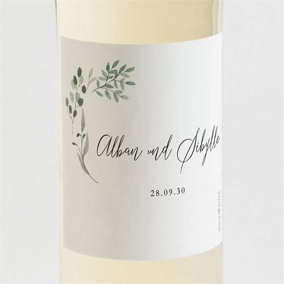 Flaschenetikett Hochzeit Fliegende Blätter ref.N3001762