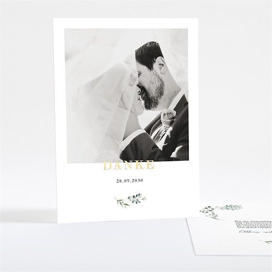 Dankeskarte Hochzeit Fliegende Blätter - Gold