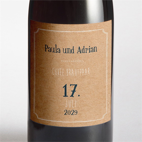 Flaschenetikett Hochzeit Postkarte