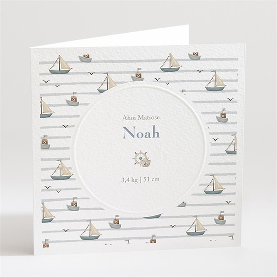 Geburtskarte Mein Kleiner Matrose - Prägung
