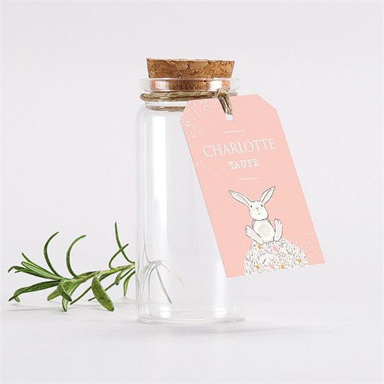 Glasfläschchen Mit Korken Taufe Kleines Kaninchen