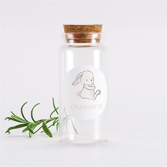Glasfläschchen Mit Korken Taufe Kleines Kaninchen - Sticker