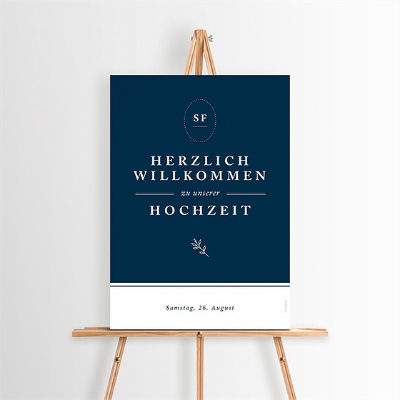 Willkommensschild Hochzeit Schick In Blau