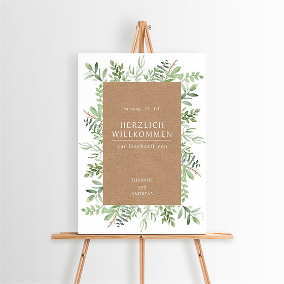 Willkommensschild Hochzeit Frühlingsgrün