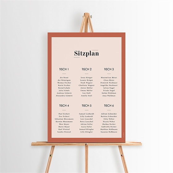 Sitzplan Hochzeit Terrakotta