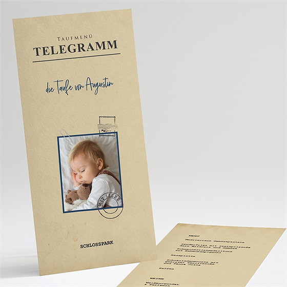 Menükarte Taufe Telegramm Zur Taufe