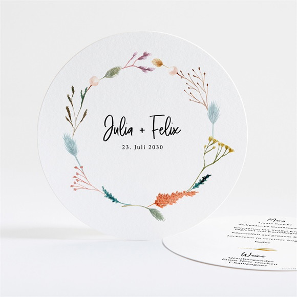 Menükarte Hochzeit Landkunst - Rund ref.N321168