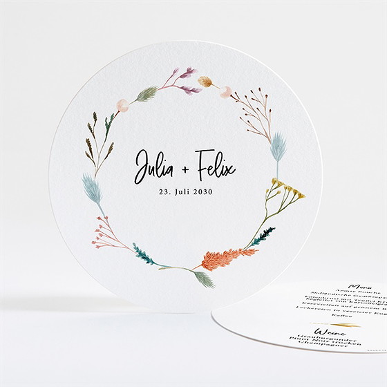 Menükarte Hochzeit landkunst - rund