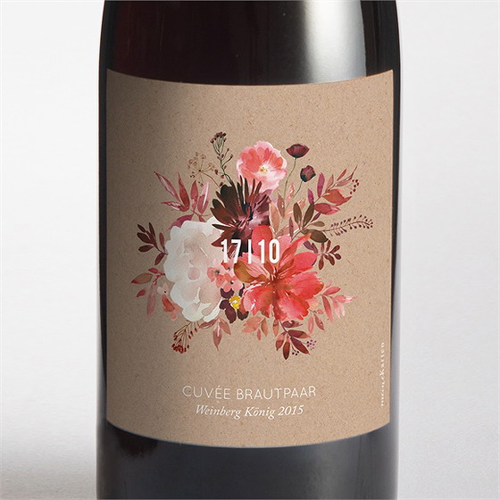 Flaschenetikett Hochzeit Floral