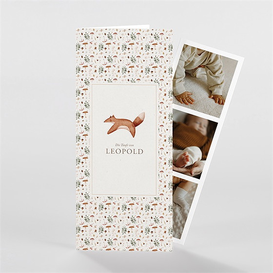 Einladung Taufe fuchs im wald - fotostreifen