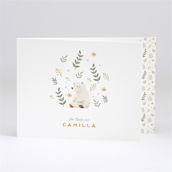 Einladung Taufe weißer bär - querformat
