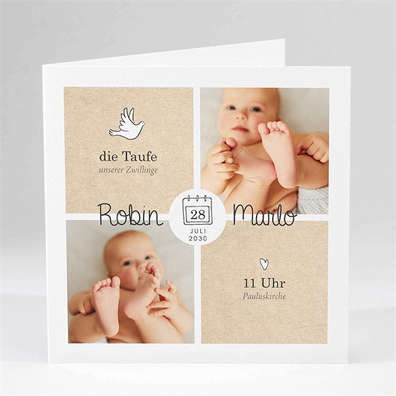 Einladung Taufe Zwillingsillustrationen