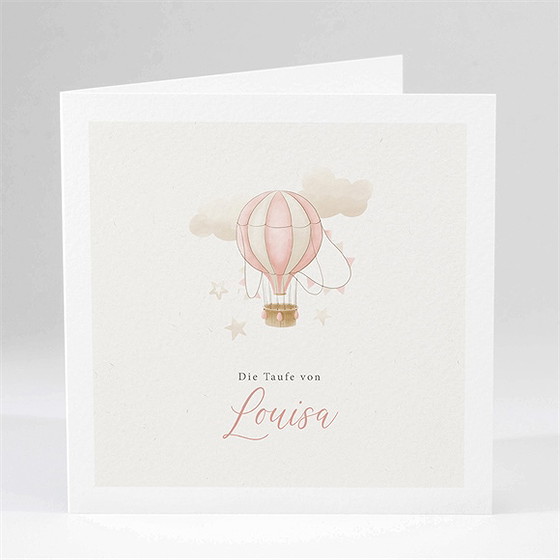 Einladung Taufe Heißluftballon Rosa