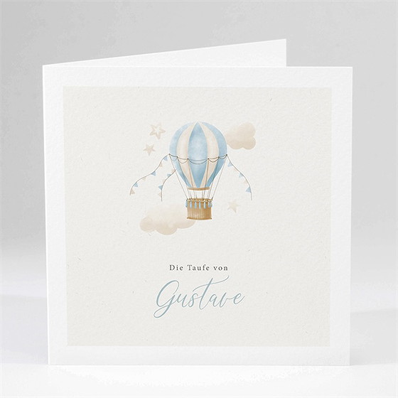 Einladung Taufe Heißluftballon Blau