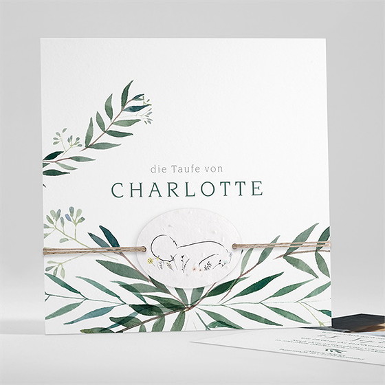 Einladung Taufe pflanzenschmuck - saatpapier