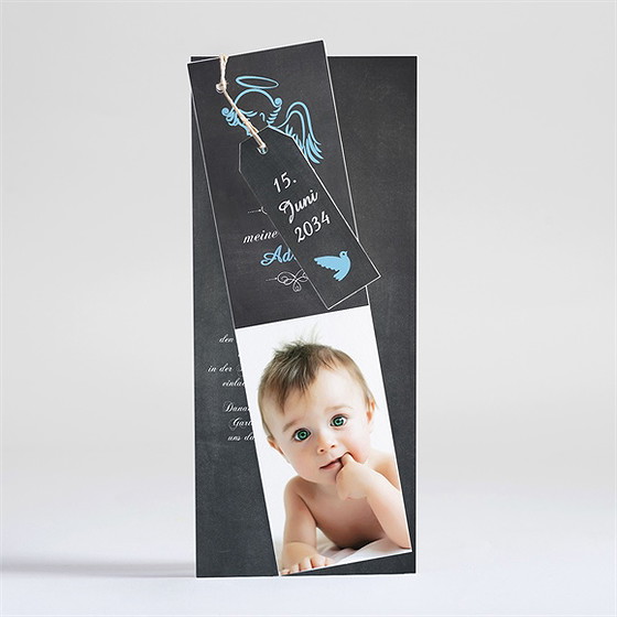 Einladung Taufe Blauer Engel - Dreiteilig