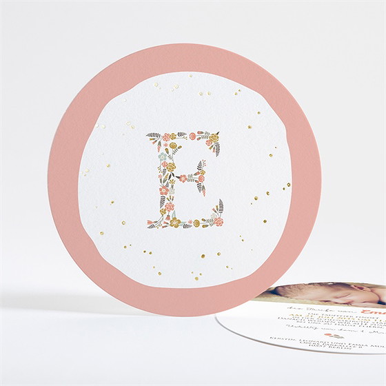 Einladung Taufe blumenalphabet mädchen - gold