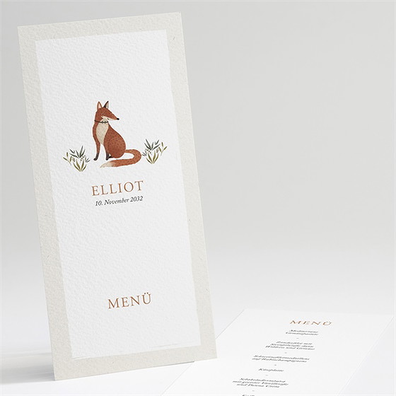 Menükarte Taufe fuchs