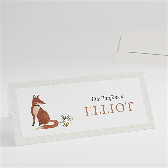 Tischkarte Taufe fuchs