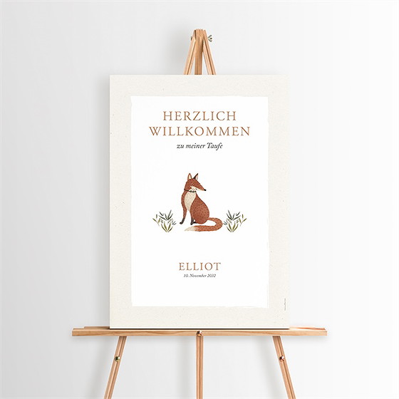 Willkommensschild Taufe Fuchs